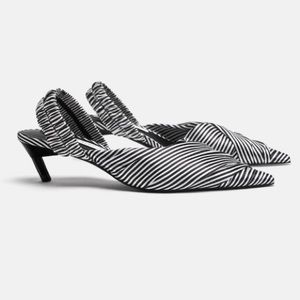 Zara Striped Fabric Heel Sling Backs